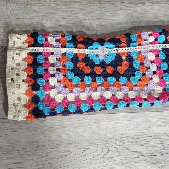 POL One Size Granny Square Duster Crochet Cardigan Knit Boho Colorful Open‎ NWOT - Picture 4 of 8
